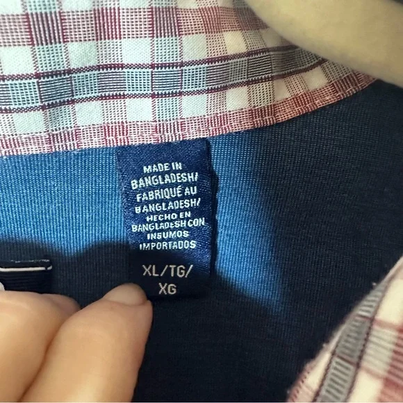 Izod Red, Blue and White Plaid Short Sleeved Button Down Shirt Men’s Size XL - Picture 4 of 6